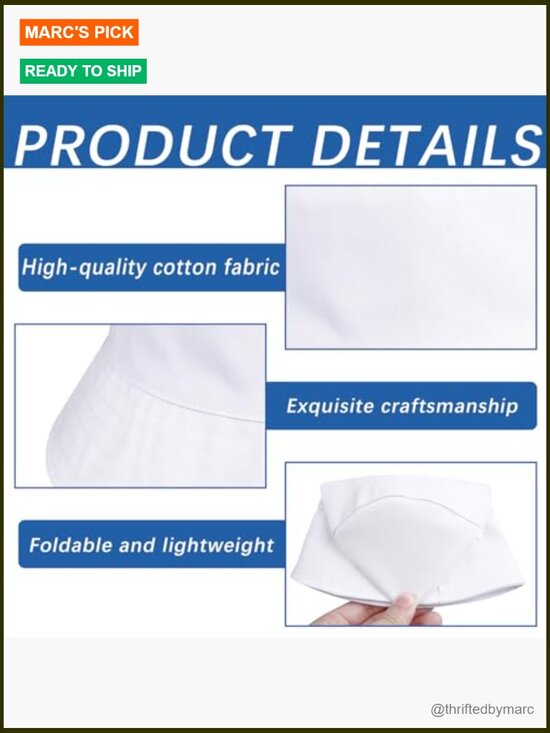Cotton Bucket Hat UV Protection Packable Breathable Unisex Beach Camping main image 4